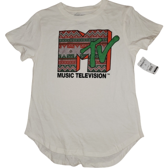 Viacom Int. MTV NWT Women's Short Sleeve Crew Neck Christmas Theme Tee 773 774 - Picture 2 of 6